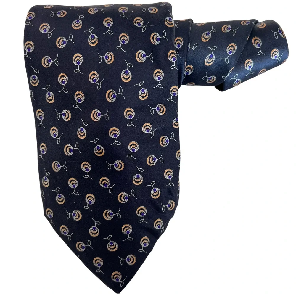 Italo Ferretti Silvi Marina‎ Hand Made 100% Silk Tie. Abstract Floral Pattern.